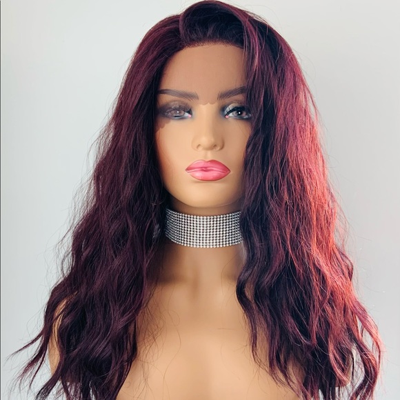 Burgundy Wine Loose Wave 13x2 Lace Front Synthetic Wig - Picture 1 of 15